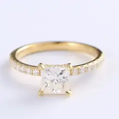 AFRODITA - Anillo de Compromiso 368 Plata Maciza Bañado en Oro 18k