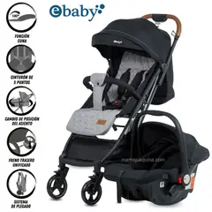 EBABY - Coche Maleta «TRAVEL HAPPY» con Porta Bebé Black