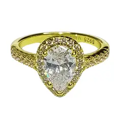 AFRODITA - Anillo de Compromiso 370 Plata Maciza Bañado en Oro