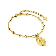 SANTORAL - Pulsera Denario Medalla Milagrosa - Acero