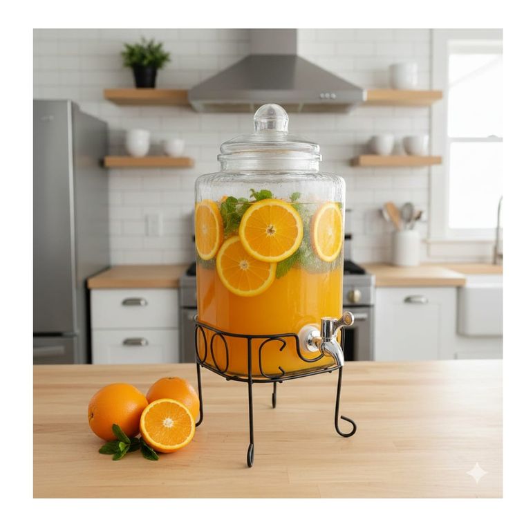 Dispensador de Vidrio cuadrado 6 Lt c/Rack