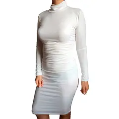GENERICO - Vestido Mujer Nathalie Love it cuello cafarena - Blanco
