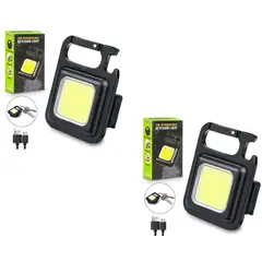 GENERICO - Pack de 2 Linternas Llavero Multifuncional LED Recargable 150 MAH