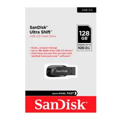 SANDISK - Memoria USB 30 Ultra Shift 128GB 100mbps Negro