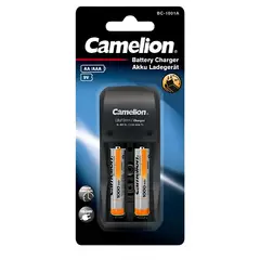CAMELION - CARGADOR + 2 PILAS RECARGABLES (AAA-AA-9V 1000mAh)