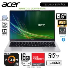 ACER - Laptop AL14-41P-R27P AMD Ryzen7-5700U 16GB RAM 512GB SSD 15.6" - Light Silver