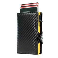 KASHITA - Billetera Tarjetero Smart Carbon Fiber Monedero Bloqueo RFID Anti-Robo