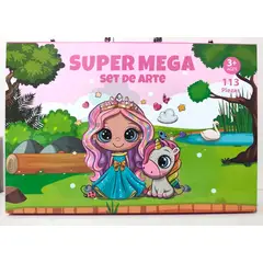 GENERICO - SET DE ARTE 113PCS KIT DE DIBUJO - MALETA PRINCESA