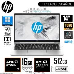 HP - Laptop ProBook 445 G10 AMD Ryzen 7-7730U 16GB RAM 512GB SSD 14" FHD Windows 11 Pro