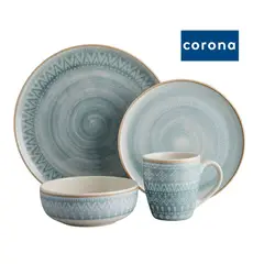 CORONA - Juego de Vajilla 16 Piezas CONGO Azul