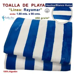 TOALLAS PERU DETALLES Y MAS - Toalla de Playa o Toallón: Azulina/Blanco_H - 100% Algodón 450 grs/m2