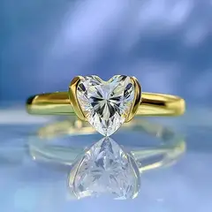 LA TIENDA 88 JOYAS Y ACCESORIOS - La Tienda 88 - Anillo De Compromiso Mujer Corazon Bañado - Amarillo