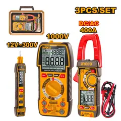 INGCO TOOLS - KIT INGCO AMPERÍMETRO + MULTIMETRO DIGITAL + DETECTOR VOLTAJE COS24067