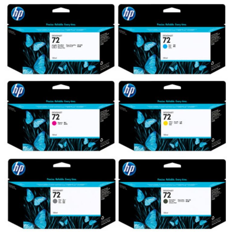 Kit Tinta 72 130ml Cyan Magenta Amarillo Gray mate black Foto black