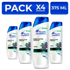 HEAD AND SHOULDERS - PackX4 Shampoo Head&Shoulders Carbón Activado 375ml