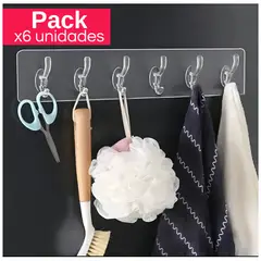 MINARI - Pack x6 Soporte Perchero Adhesivo Colgador para Pared PA60