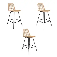 NIHM - Set x3 Silla Bar Mingo Rattan Natural 75 cm