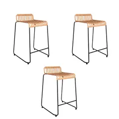NIHM - Set x3 Silla Bar Olive Rattan Natural 65 cm