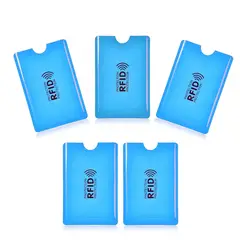 GENERICO - Pack x 5 Funda Protectora Tarjeta Crédito RFID Anti robo Azul