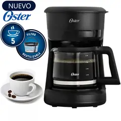 OSTER - Cafetera 5tz de Filtro reutilizable BVSTDCS51B Negra