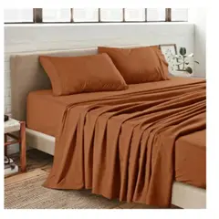 GENERICO - Sabanas De Algodón Bramante King Marrón