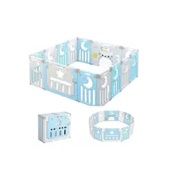 GENERICO - Corral Plegable de Juegos 12Paneles para Bebé - Celeste