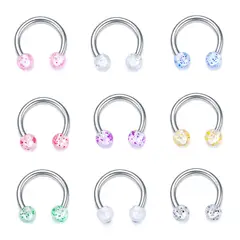 GENERICO - Set x 2 Piercings septum 8mm bolitas smiley labret colores al azar