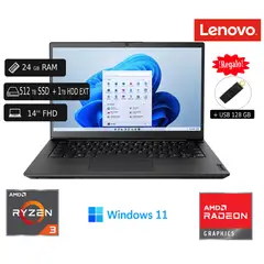 LENOVO - Laptop K14 G1 14" FHD, Ryzen 5400U, RAM 24GB, SSD 512GB + 1 TB HDD EXT + 128 GB USB Regalo