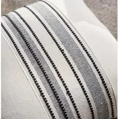 GENERICO - Cojín Josefina lino offwhite beige franja negra