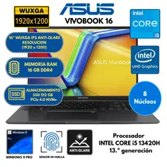 ASUS - Vivobook 16 Intel Core I5 -Ram 16 GB SSD 512 GB 16" Wuxga Ips Windows 11 PRO