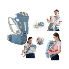 GENERICO - Canguro Ergonómico 5 En 1 Celeste Para Bebé
