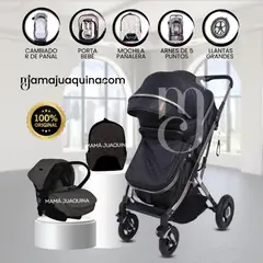 BABY - Coche Moisés Travel System «STAR VIP» con Porta bebé Black