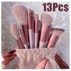 GENERICO - Set de 13 Brochas de Maquillaje Profesionales Estuche Terciopelo ROSA
