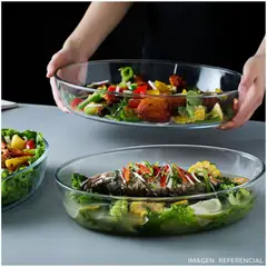 INSPIRA MARKET - Fuente Bandeja de Vidrio 3L Elegante x1 UND