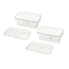 INSPIRA - Pack de 2 Cajas de Almacenamiento para Refrigerador con Drenaje 20 cm