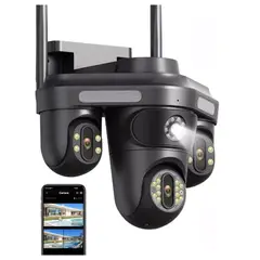 SEISA - Camara de Seguridad y Vigilancia Exterior 3 Lentes Wifi PTZ
