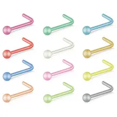 GENERICO - Set x 2 Piercings acrílico para nariz gancho nostril colores al azar