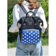 GENERICO - MOCHILA PAÑALERA  NEGRO CON AZUL