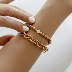 GENERICO - Set de Pulseras bolitas + pulsera eslabón - Naif Jewelry Peru