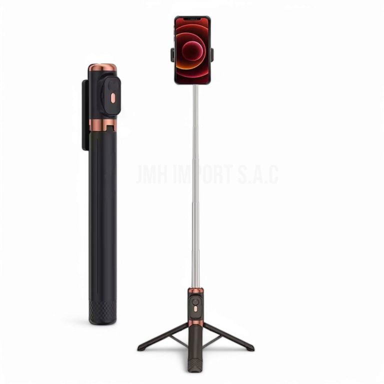 Palo Selfie Stick Bluetooth con doble luz LED de 10cm en color Negro