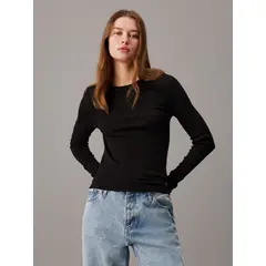 CALVIN KLEIN - CAMISETA WOVEN LABEL RIB LONG SLEEVE