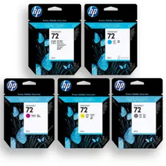HP - Pack de Cartucho 72 Photo Black Cyan Magenta Yellow Gris ORIGINAL