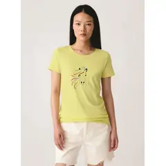 GENERICO - Polo Mujer diseño Caballo - Amarillo