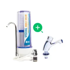 AGUA SANA - Combo Purificador Visual Doble Salud+ Grifo temporizador pico ancho