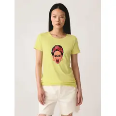 GENERICO - Polo Mujer Manga Corta Diseño Frida - Nathalie Love It - Amarillo