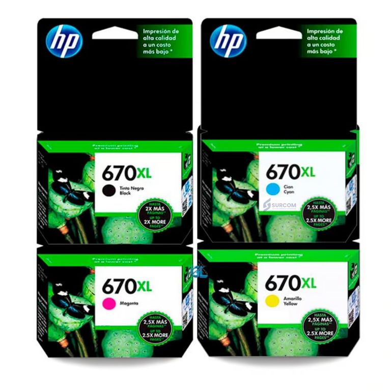 Pack Cartuchos 670XL Black Cyan Magenta Yellow