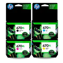 HP - Pack Cartuchos 670XL Black Cyan Magenta Yellow
