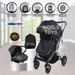 BABY - Coche Moisés con Porta Bebé «STAR VIP» Black