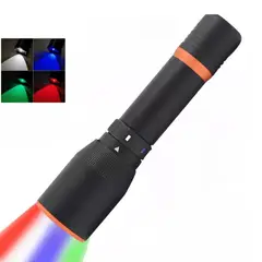 CAFINI - Linterna LED 4 Colores Recargable (Blanco, Rojo, Azul, Verde) Multiuso