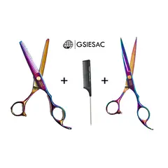 GENERICO - PACK TIJERAS TORNASOL ZINGER CORTE Y PULIDORA 6´ + PEINE DE CARBON